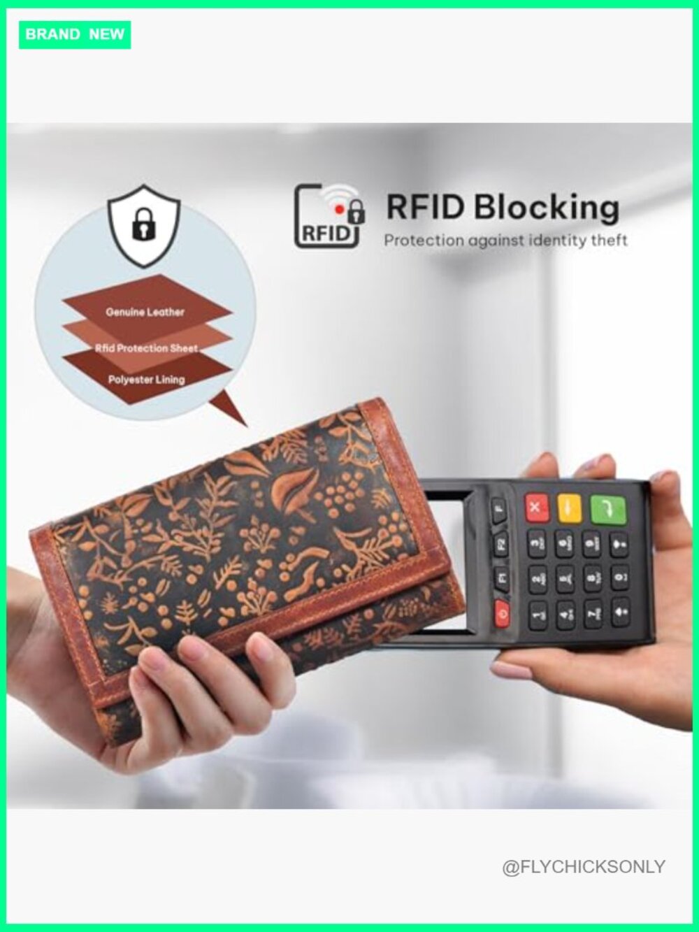 RFID Blocking Leather Wallet - Clutch with Card Slots - Genuine Leather - Picture 6 of 6